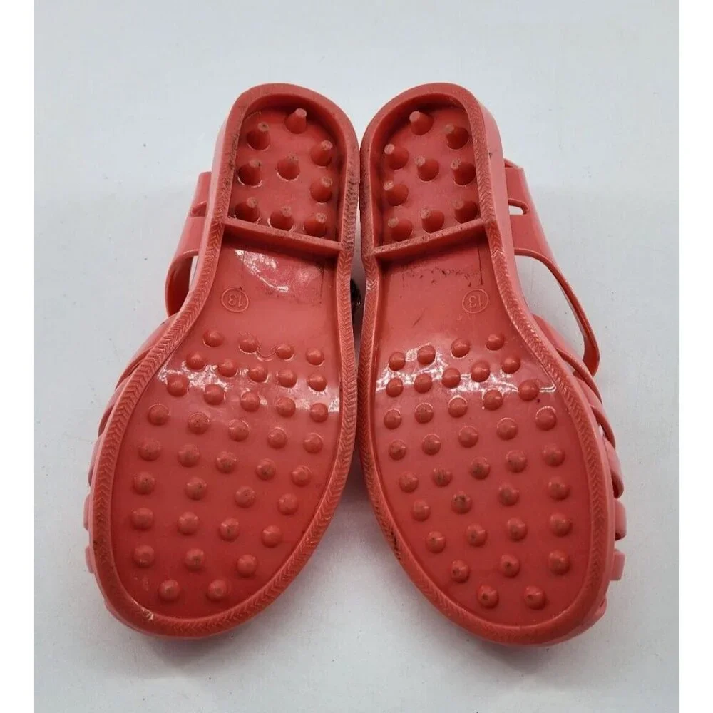 Kali Girls Flat‎ Heel Woven Top Jelly Sandals Fisherman Y2K Style Peach Size 13